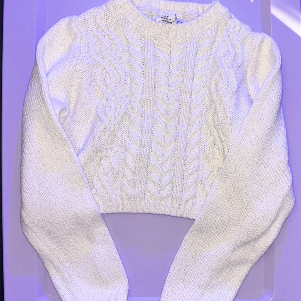cupcakes & cashmere White Cable Knit Sweater